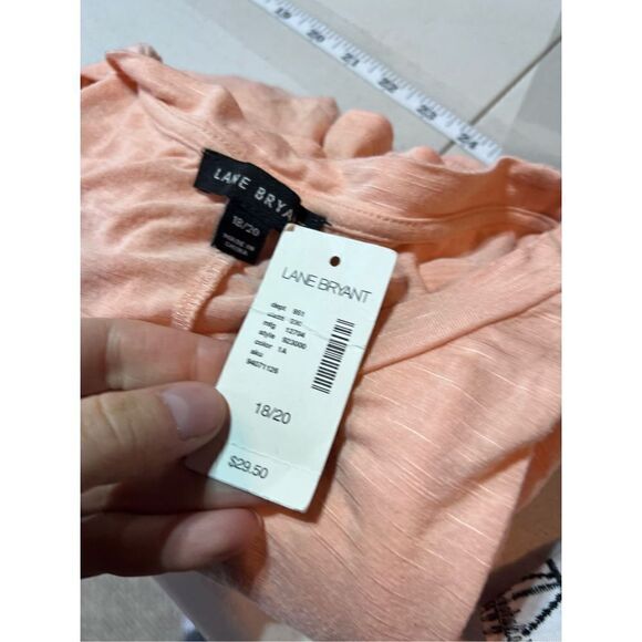 Lane Bryant‎ Women's Ruched Sleeve Stretch Crew Neck Top Peach Size 18/20 - Picture 9 of 9